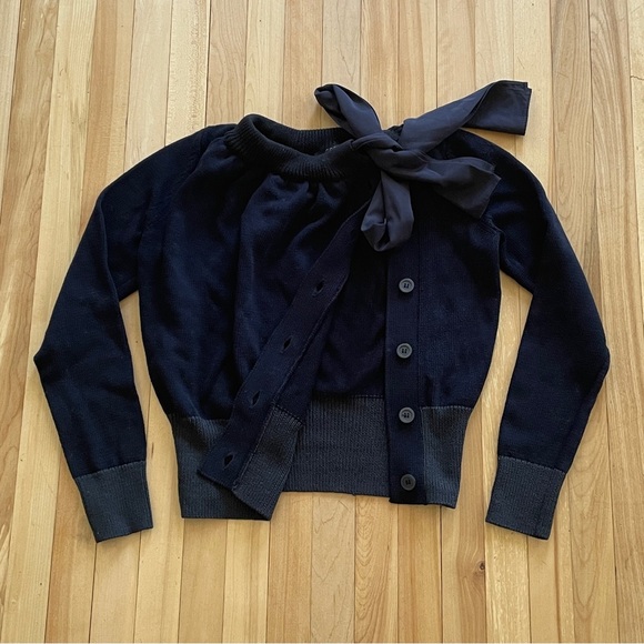 COS Bow-Detailed Navy Blue Knit Cardigan - Sz XS - Picture 6 of 16